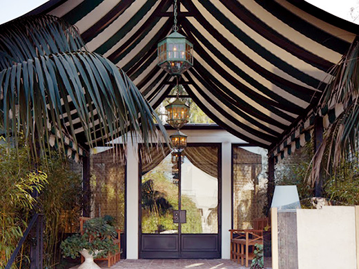 Front entrance to the San Vicente Bungalows in West Hollywood, California