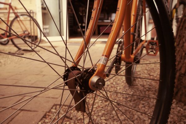 Sally's bike needed one final touch.  A leather hub strap.   Done.  Perfect. 