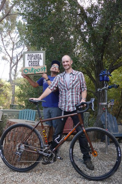 Julian stopped by last week looking for a road bike that had the ability to commute comfortably and also be capable in future adventures. The sparkly brown Salsa Vaya was calling his name, so we ordered one up for him, and now he's ready to roll with his new "Road" bike. haha