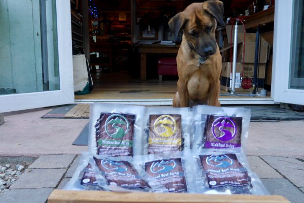 Rover is keeping a watchful eye on the new batch of beef jerky. 