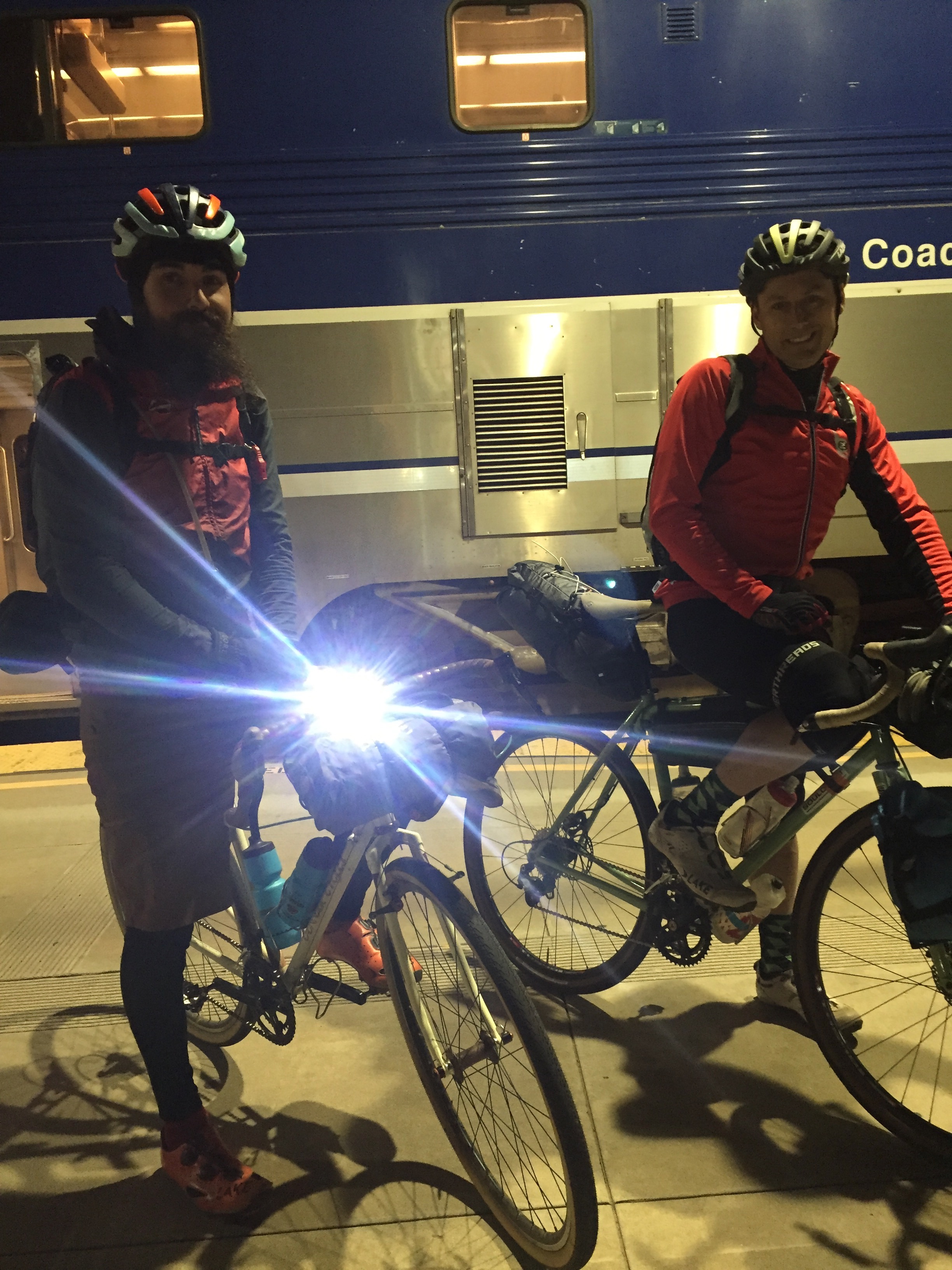 We took the 8 PM train from Chatsworth and arrived in Santa Barbara about 10 PM for roughly an hour ride down to Carpenteria. 