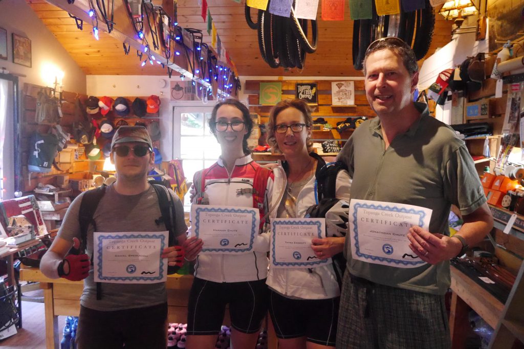 Certificates for everyone accomplishing the trails in Topanga.