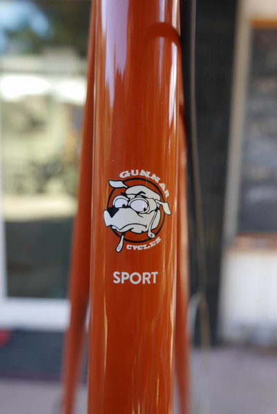 A decal on the seat tube of James' Gunnar Sport