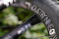 Hand-built in Asheville NC, these Industry 9 wheels look amazing on Sal's TCO titanium bike