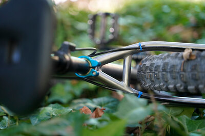 There are blue accents through Sal's TCO titanium bike