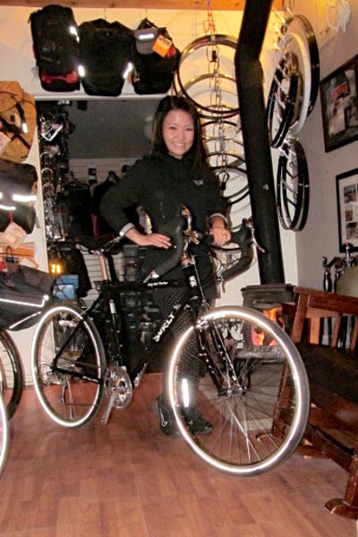 Yulia is ready to travel from SF to LA on her new Surly LHT