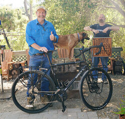 Mounted with Surly front and rear racks, this Disc Trucker is ready for some touring fun