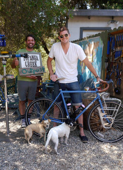 Andrew brought his dogs to pick up the new Surly Disc Trucker