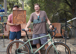 Surly Grappler in Sage Green looks amazing. James will be logging many many miles on it.