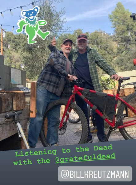Bill Kreutzmann from the Dead listens to the Dead while pick up his new Karate Monkey