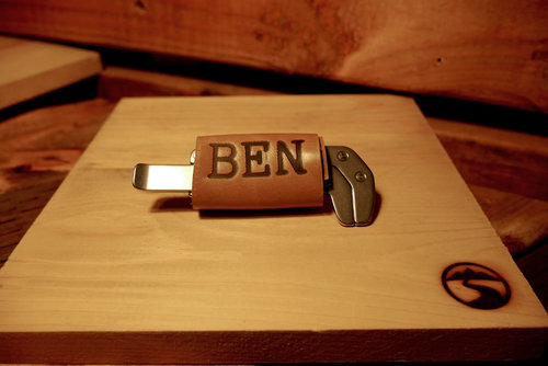 A personalized leather tool wrap