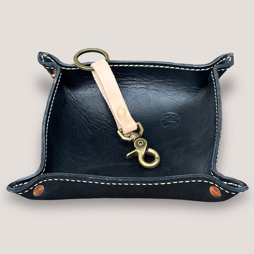 Topanga Creek Outpost black leather valet tray
