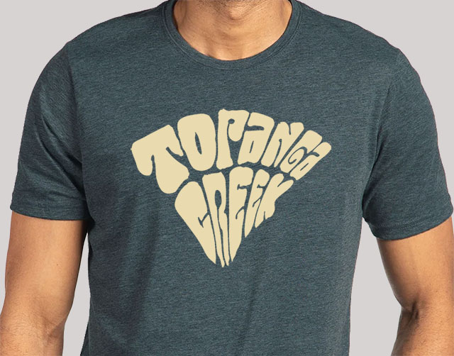 Topanga Creek Outpost groovy t-shrit in stone blue