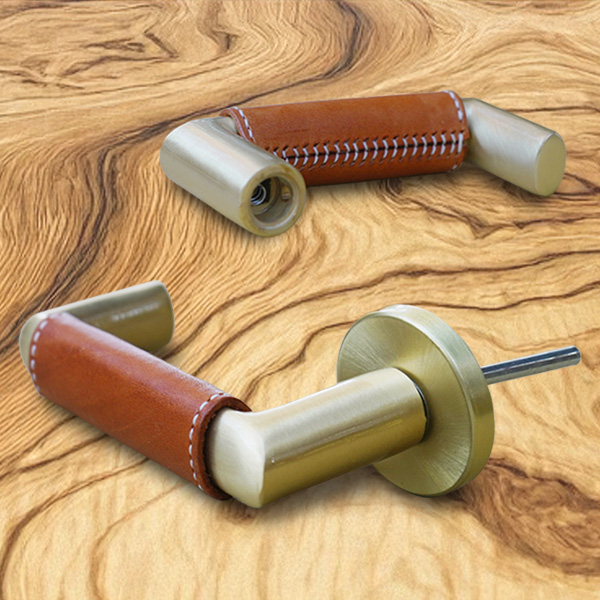 Two leather wrapped door handles for the San Vicente Bungalows