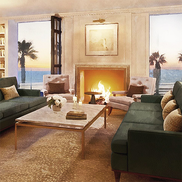 San Vicente Bungalows main room with ocean view