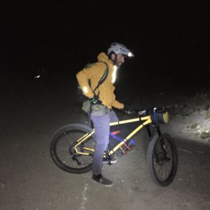 Dan on his bike at night