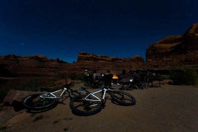 Ryan Krueger camping in Moab at night