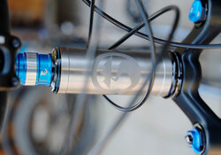 Etched TCO logo on Sal's TCO titanium bike