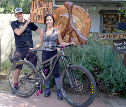 Carissa and her coveted Pivot Mach 6 trail bike
