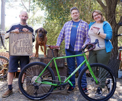 Ritchey Outback in bright green looks amazing with Brooks leather accessories