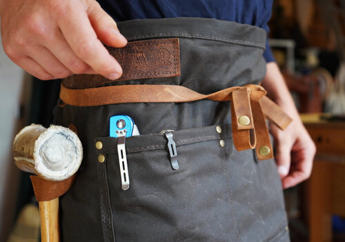 Rogue Journeymen half-size apron with hammer loop and pockets for tools