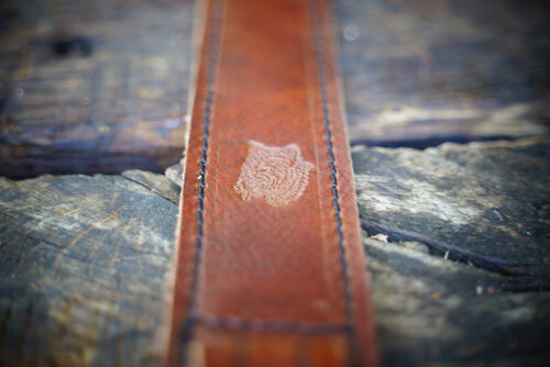 Rogue Journeymen camera strap with bear stamp