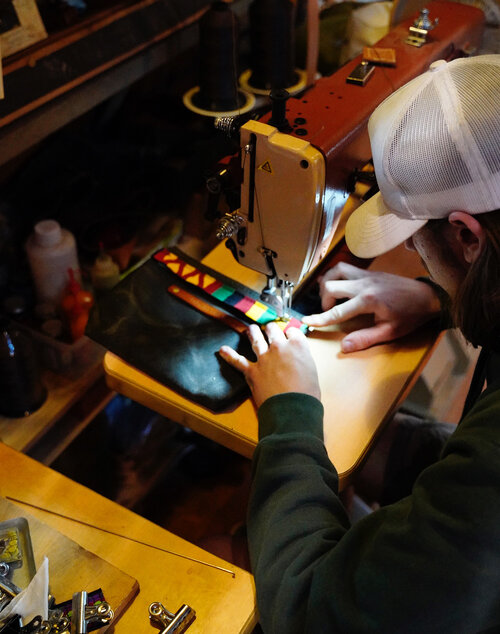 Rogue Journeymen small canvas pouch/bag being sewn together