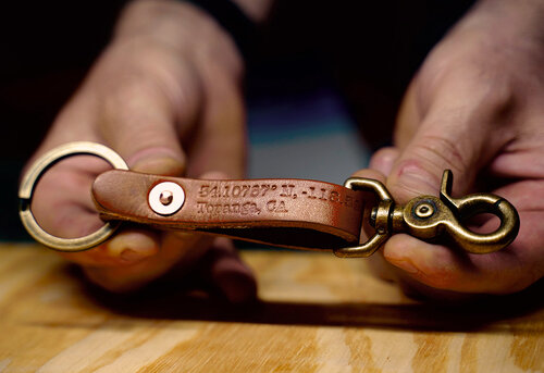 Rogue Journeymen keychain with Topanga's lat-long coordinates