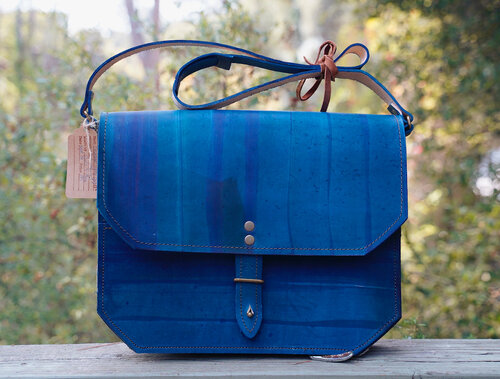 Rogue Journeymen messenger bag in hand-brushed blue