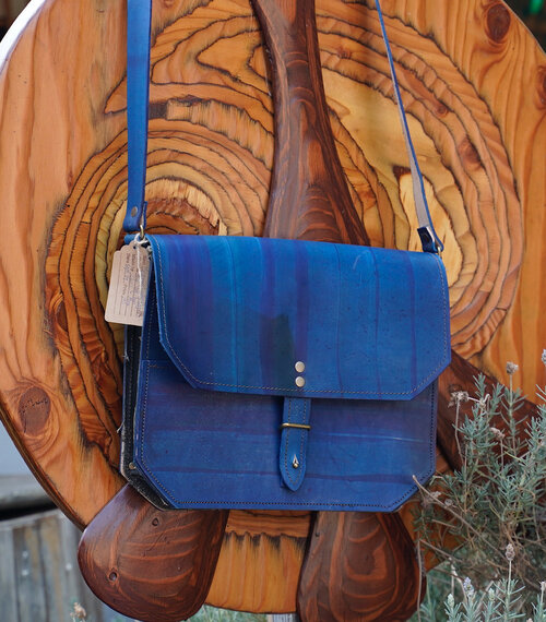 Rogue Journeymen messenger bag in hand-brushed blue