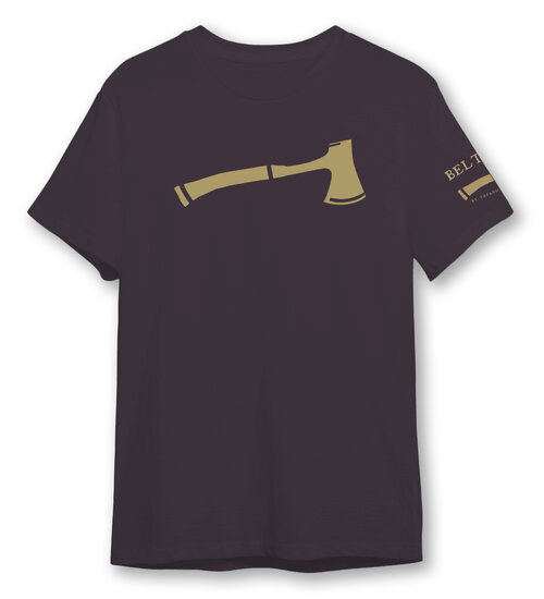 Rogue Journeymen Belt Brigade hatchet logo tee.