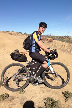 Steve on his Titanium Salsa Fargo during the 180-mile camping trip