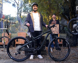 Ko picks up his brand new Salsa Spearfish mountain bike