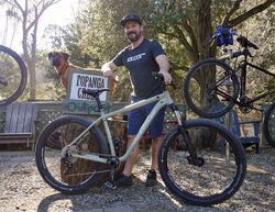 Chris will waste no time for some fun time on his new Salsa Timberjack