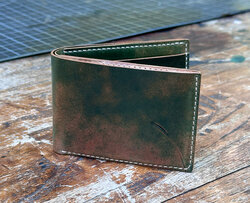 100% handcrafted Rocado Shell Cordovan wallet in green