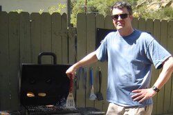 Eric from Surly grilling burgers for everyone