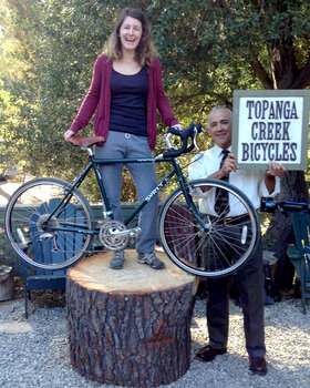 Another beautiful green Long Haul Trucker with brown Brooks B17. Chelsy is pretty stoked.