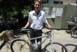 Evan picks up his Surly single speed Karate Monkey