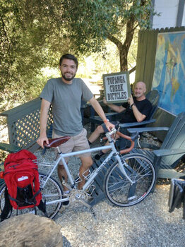 Surly Long Haul Trucker with Brook B17 saddle, Surly Nice Rack and Arkel Panniers for Brice