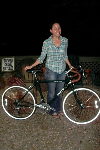 Jessica gets her new Surly LHT in Super Dark Green