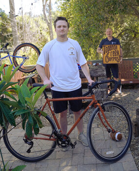 One of the last Surly Cross Check in Mule Mug color. Toms is ready to ride it around town