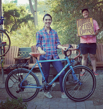 A beautiful Surly Disc Trucker with Brooks Saddle and Surly rack. Good choice Samatha!