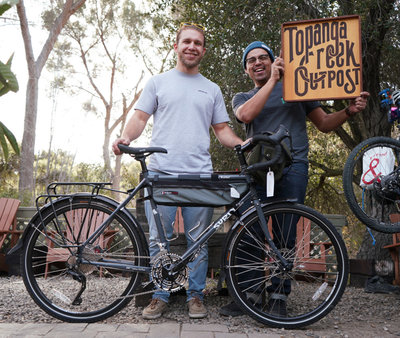 Mikhail drove from San Francisco to get his Surly from us. Here he is with his custom Disc Trucker.