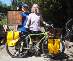 Susan is ready to go on a big trip in Boston on her adventure-ready Disc Trucker