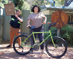 She's over the moon to pick up her new Disc Trucker