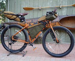 Tony's Norwegian Cheese Brown Surly ECR is fully loaded with Bedrock bags