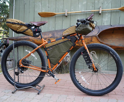 Tony's Norwegian Cheese Brown Surly ECR is fully loaded with Bedrock bags
