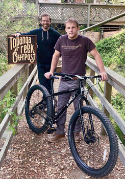 Kevin fell in love with mountain biking after doing the shop ride. Here he is with his new Surly Karate Monkey.