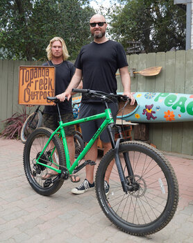 The voluminous 27.5" x 3" tires on the Karate Monkey will keep the rubber side down while you ride