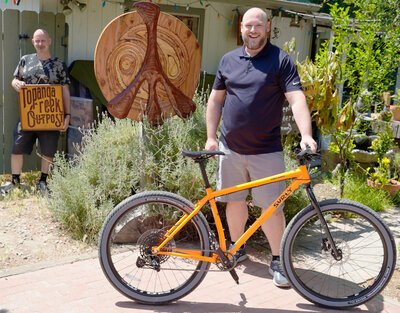 One of the most fun-inducing mountain bikes out there, the Surly Karate Monkey, is going home with Jeff today